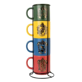 Harry Potter - Set of 4 ceramic mugs with stand 300 ml Hogwarts Houses