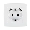 CITY GERMAN TYPE SOCKET WITH SCREW+ 2 USB WHITE