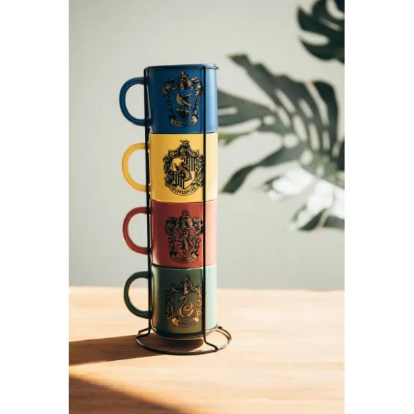 Harry Potter - Set of 4 ceramic mugs with stand 300 ml Hogwarts Houses