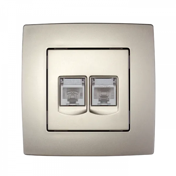 CITY COMPUTER SOCKET (DOUBLE), CHAMPAGNE METALLIC