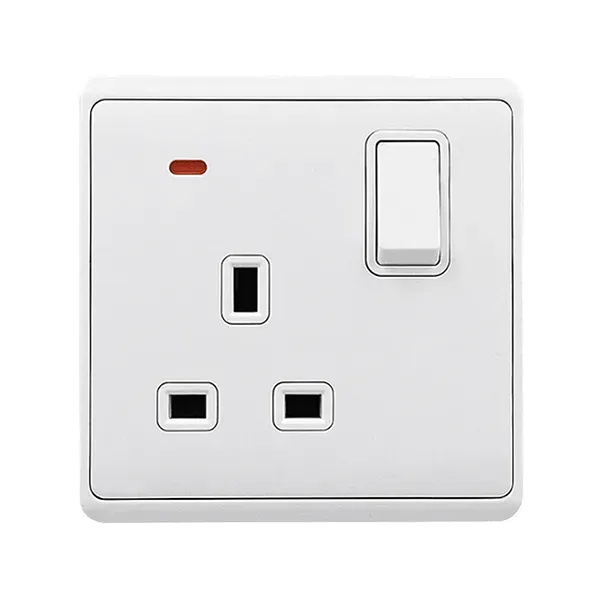 LONDON SINGLE SOCKET WITH 1P BUTTON SWITCH NEON WH