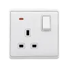 LONDON SINGLE SOCKET WITH 1P BUTTON SWITCH NEON WH