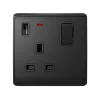 LONDON SINGLE SOCKET 2P BUTTON SWITCH NEON+USB AN