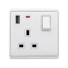 LONDON SINGLE SOCKET 2P BUTTON SWITCH NEON+USB WH