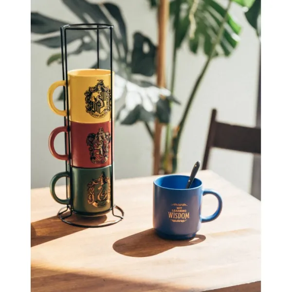 Harry Potter - Set of 4 ceramic mugs with stand 300 ml Hogwarts Houses