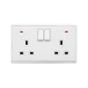 LONDON DOUBLE SOCKET WITH 1P BUTTON SWITCH NEON WH