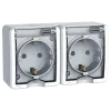 GERMAN TYPE SOCKET- DOUBLE IP44 WHITE