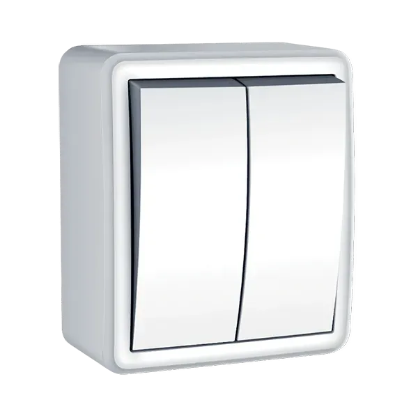 TWO GANG ONE WAY SWITCH IP44 WHITE