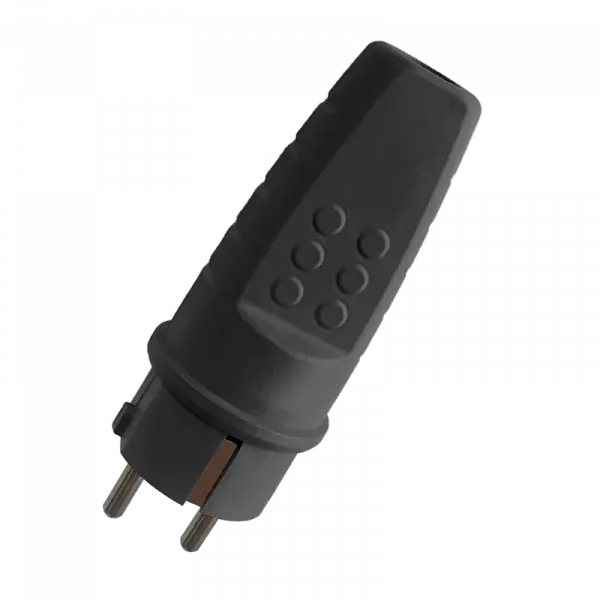 RUBBER SCHUKO PLUG 16A BLACK