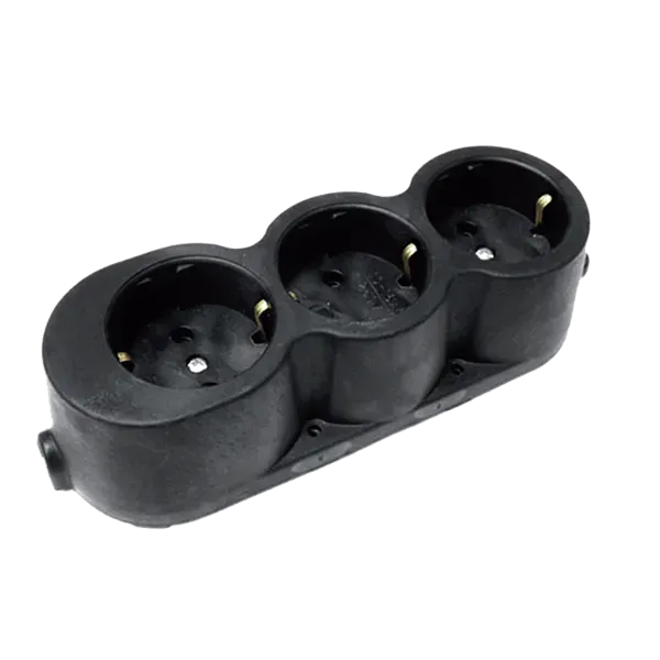 RUBBER MULTISOCKET TRIPLE 16A BLACK