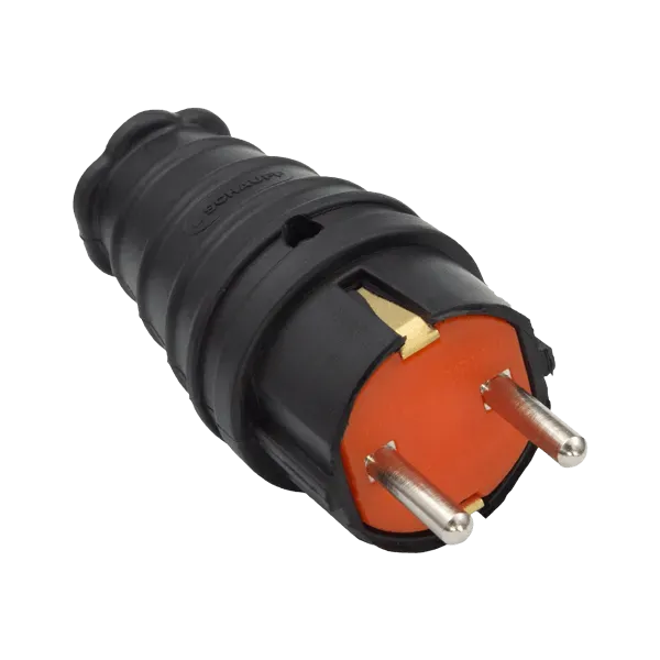 ELMARK RUBBER SCHUKO PLUG 16А 2Р+Е BLACK