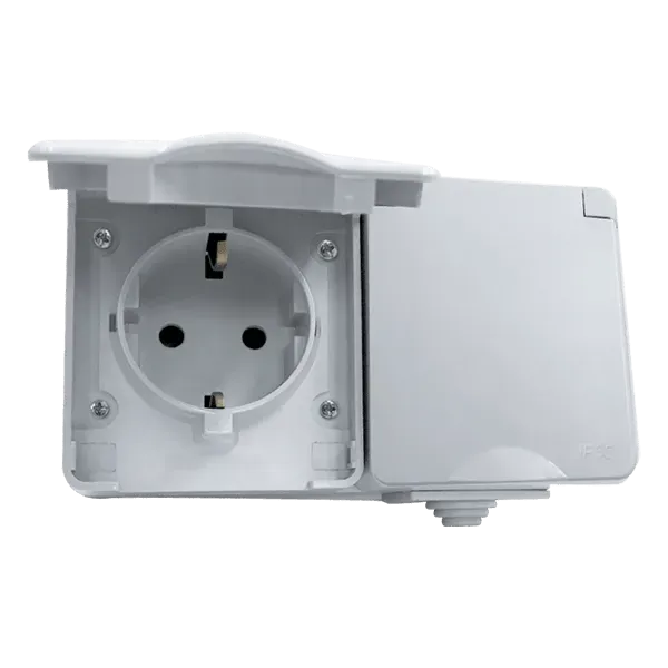 GERMAN TYPE SOCKET- DOUBLE IP65 GRAY