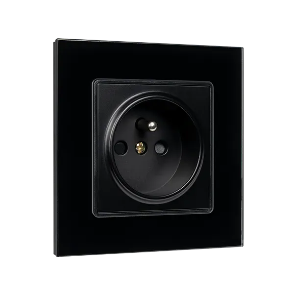 FRENCH TYPE SOCKET 16A GLASS FRAME BLACK