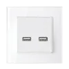 DOUBLE USB SOCKET GLASS FRAME WHITE