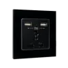 MULTI-FUNCT. SOCKET 16A WITH 2XUSB GLASS FRAME BL