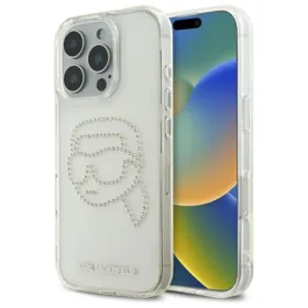 Karl Lagerfeld IML Rhinestones Karl Head - Case for iPhone 16 Pro (transparent)