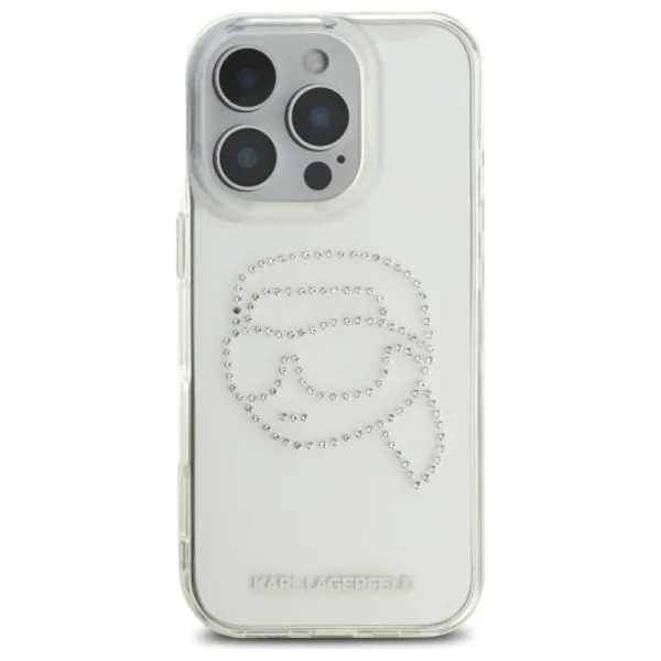 Karl Lagerfeld IML Rhinestones Karl Head - Case for iPhone 16 Pro (transparent)