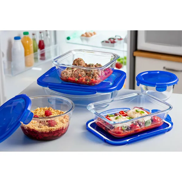 Контейнер для сохранения пищевых продуктов Pyrex Синий Прозрачный Круглая 1,6 L (6 Предметы)