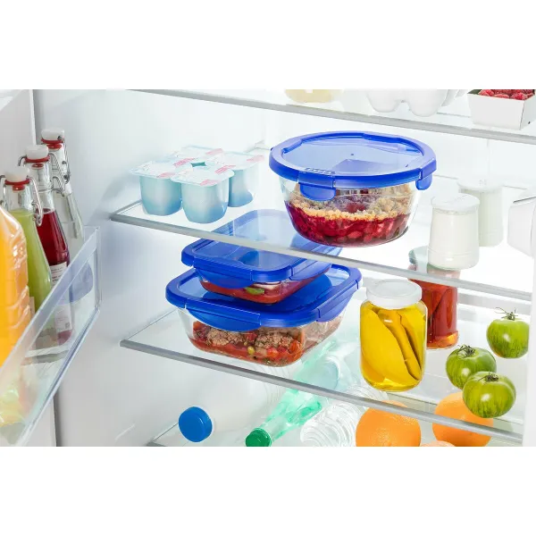 Контейнер для сохранения пищевых продуктов Pyrex Синий Прозрачный Круглая 1,6 L (6 Предметы)