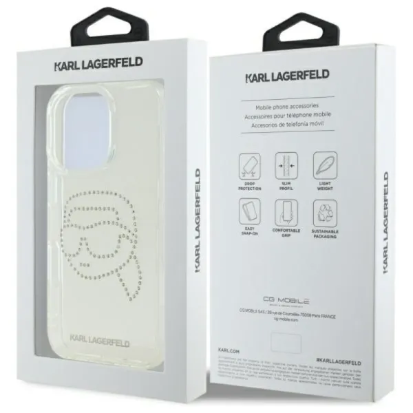 Karl Lagerfeld IML Rhinestones Karl Head - Case for iPhone 16 Pro (transparent)