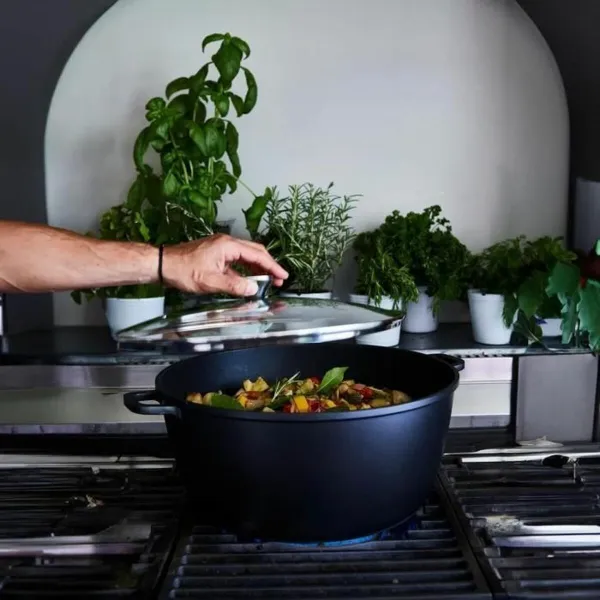 Casserole with lid Baumalu Black Ø 32 cm 32 cm 34 x 17 x 34 cm