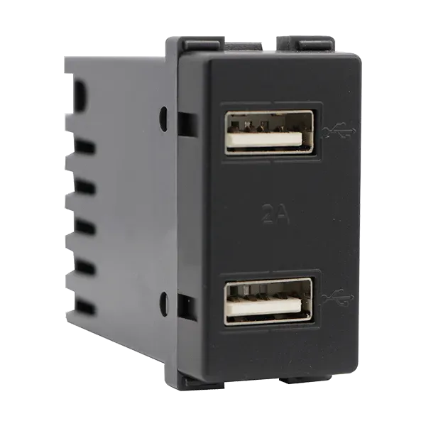 LECCE USB SOCKET DOUBLE ANTHRACITE