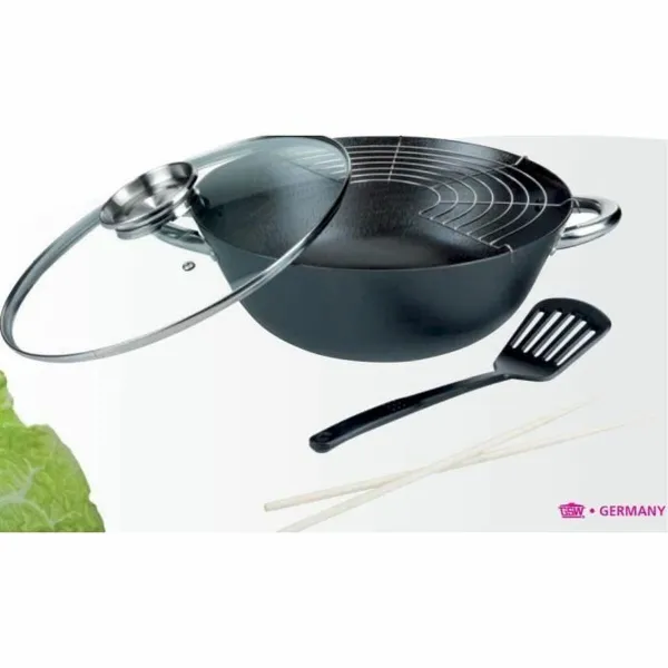 Wok Pan GSW Steel Forged steel Ø 32 cm 4 Pieces