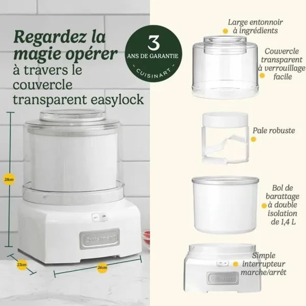 Jäätelö Kone Cuisinart ICE21E Valkoinen Muovinen 1,4 L