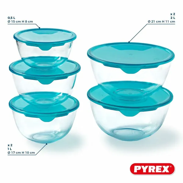Pusdienu kastīšu komplekts Pyrex Caurspīdīgs Tirkīzs 5 Daudzums