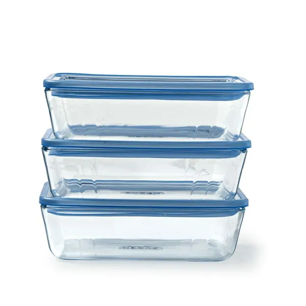 Padažinių rinkinys Pyrex Mėlyna Skaidrus 2,6 L 3 Dalys