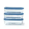 Set of lunch boxes Pyrex Blue Transparent 2,6 L 3 Pieces