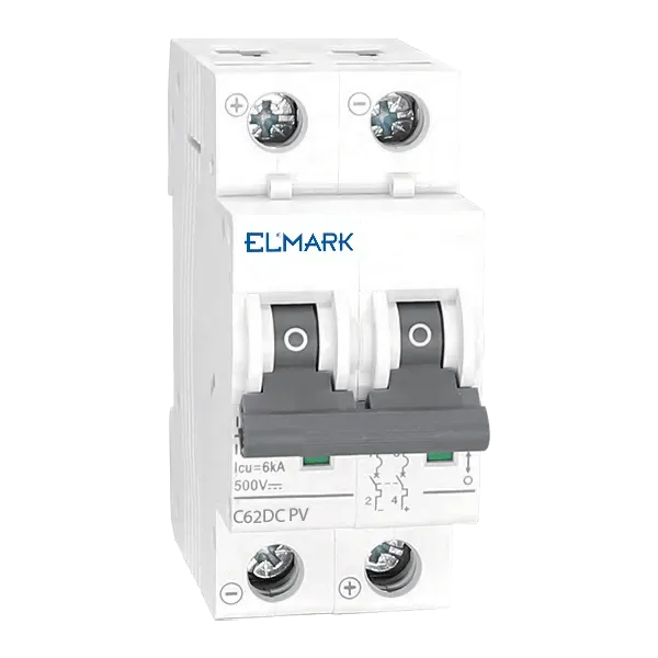 MCB DC62 6A 2P 6KA 500V CURVE C FOR PV SYSTEMS