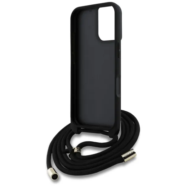 Guess 4G Big Logo Cord Strap Crossbody - Case for iPhone 16 (black)