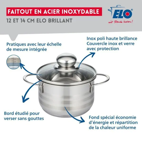 Keptuvės Fackelmann Elo Brillant Plienas 1,75 L 1,25 L 2 Dalys