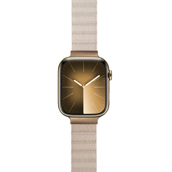 Crong Eclipse - Magnetic Leather Apple Watch Band 38/40/41/42mm (Beige)