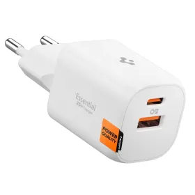 Spigen Essential EE352EU GaN Pro - USB-C + USB-A 35W Wall Charger (White)