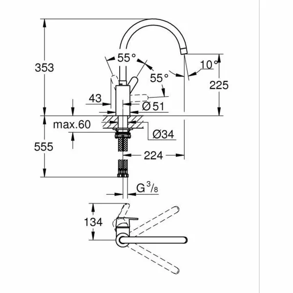 Kitchen Tap Grohe Get - 31494001 C-formas Metāls