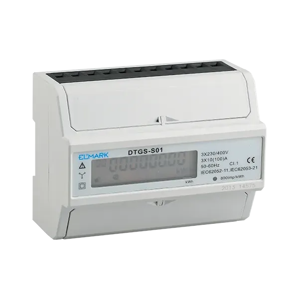 KWH METER FOR DIN-RAIL DTGS-S01, RS485, THREE PHASE, FOUR TARIFF, 7 MODULES