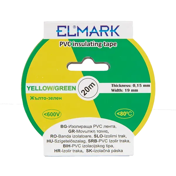 INSULATING TAPE 20mx19mm YELLOW/GREEN