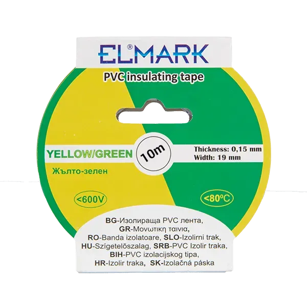 INSULATING TAPE 10mx19mm YELLOW/GREEN