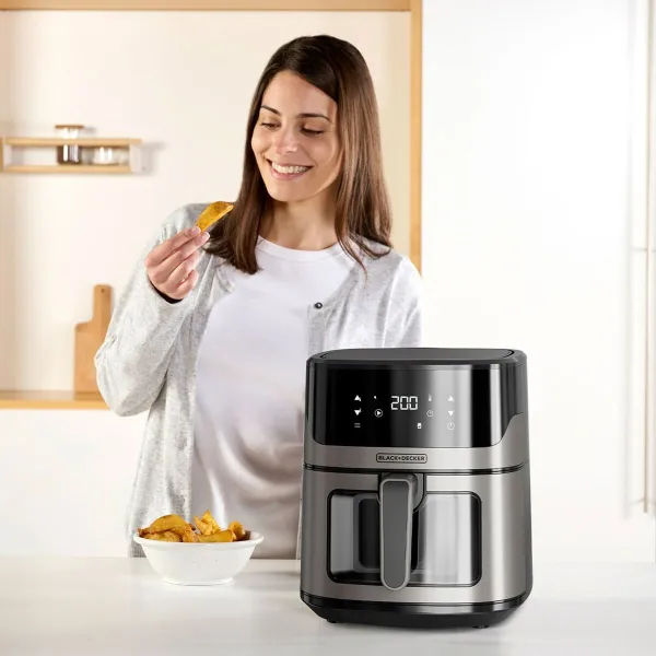 Karstā gaisa fritieris Black & Decker BXAF6500E Melns 1600 W