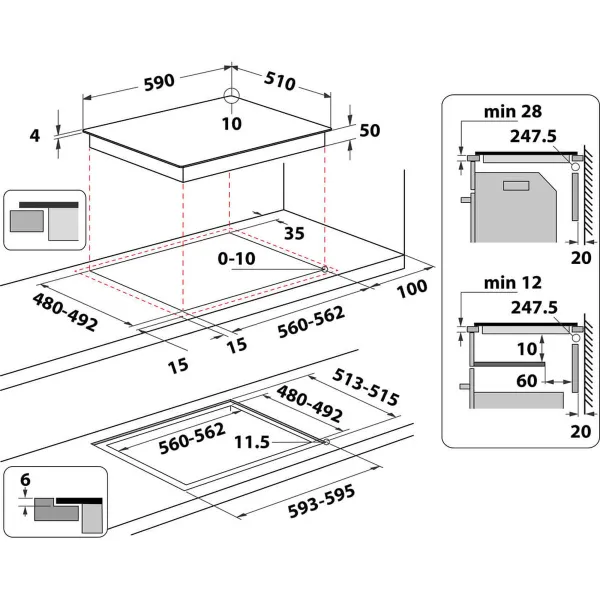 Indukcinė kaitlentė Whirlpool Corporation WSQ5760NE 59 cm 7200 W