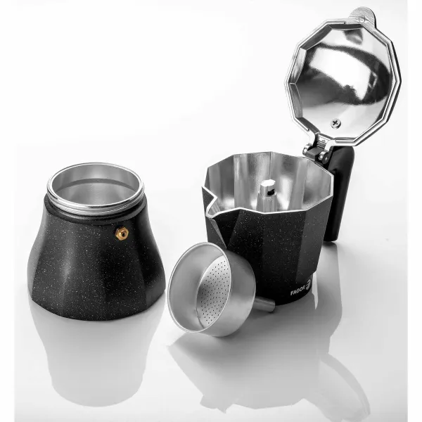 Italian Coffee Pot Fagor TIRAMISU 9 Black Aluminium