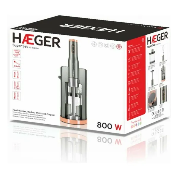 Многофункциональный Ручной Миксер с Аксессуарами Haeger HB-80C.024A Серый 800 W