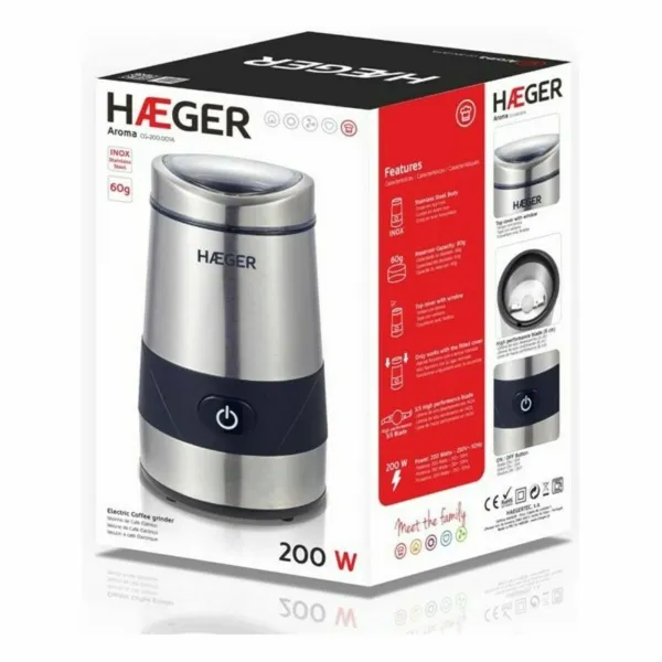 Elektriskās Dzirnaviņas Haeger CG-200.001A Kafija 200 W 200 W