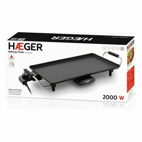 Сковорода-гриль с гладким покрытием Haeger GR-200.010A Чёрный 2000 W