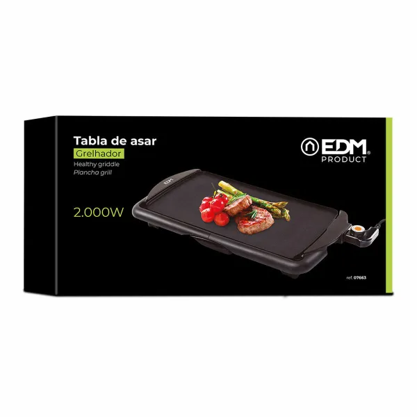Grilio keptuvė su lygiu paviršiumi EDM 07663 Juoda 2000 W