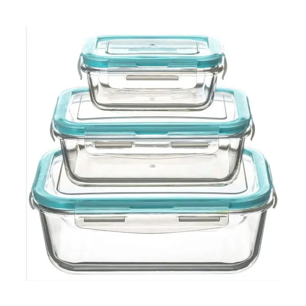 Pusdienu kastīšu komplekts 3 5five Simply Smart Zils Caurspīdīgs Stikls 300 ml 690 ml 1000 L 800 g