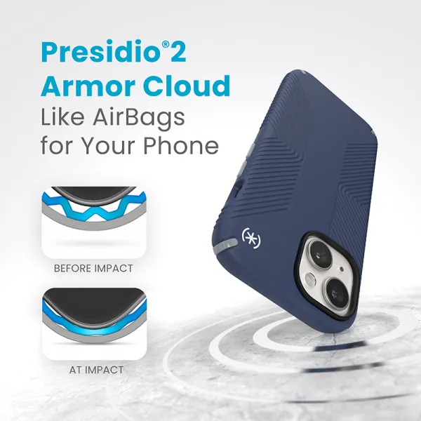 Speck Presidio2 Grip Magsafe - iPhone 17e / 16e / 15 / 14 / 13 Case (Coastal Blue / Dust Gray / White)