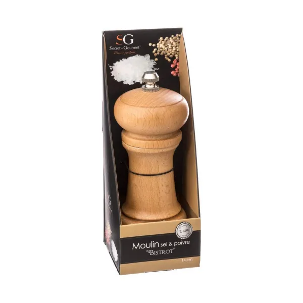 Мельница для Соли и Перца 2-в-1 Secret de Gourmet Коричневый Деревянный 14,5 x 5,5 cm